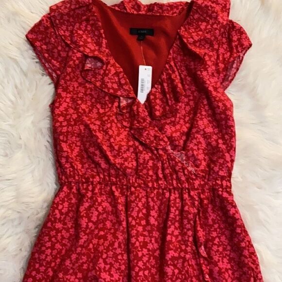 J. Crew | V-neck Ruffle Dress in Tossed Bouquet Print NWT | 0 - Picture 4 of 8